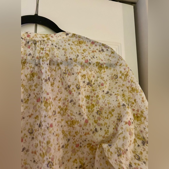 J. Crew Women's Sz S White Cotton Boho Blouse W/ Yellow Purple Pink Accents - Picture 11 of 16